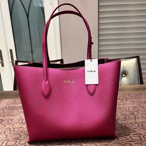 Fuchsia Furla Era Leather Tote Bag